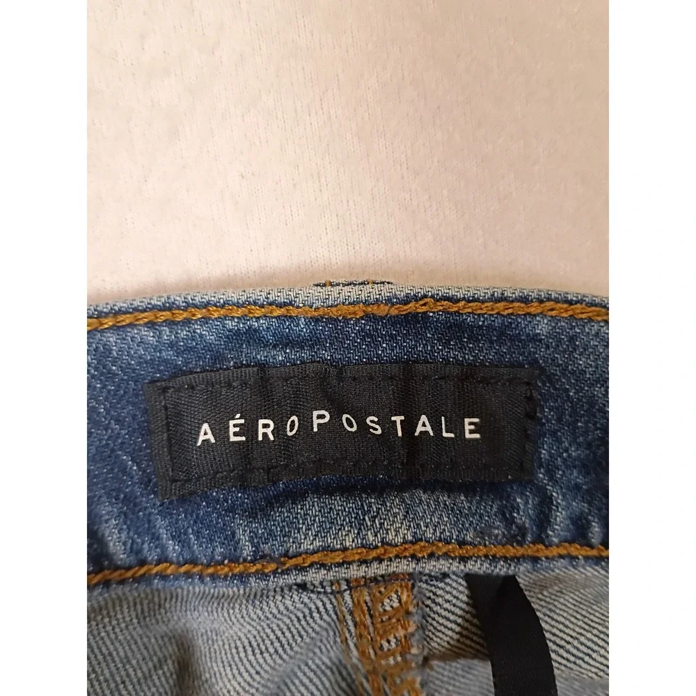 Edgy Distressed Aeropostale Women 2 Blue High Rise Frayed Raw Hem Denim Shorts